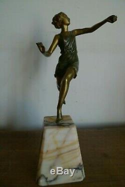 Ancienne Sculpture Bronze Jeune Femme Signee Aurore Onu Epoque Art Deco 1925