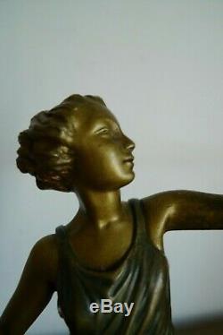 Ancienne Sculpture Bronze Jeune Femme Signee Aurore Onu Epoque Art Deco 1925