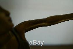 Ancienne Sculpture Bronze Jeune Femme Signee Aurore Onu Epoque Art Deco 1925