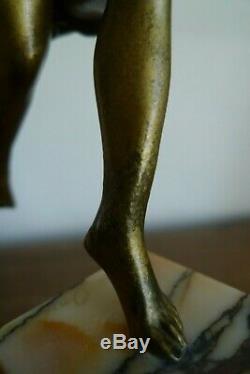 Ancienne Sculpture Bronze Jeune Femme Signee Aurore Onu Epoque Art Deco 1925