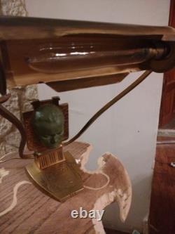Ancienne lampe de piano bronze portrait de Beethoven