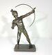 Antique Art Deco Bronze Spelter Roman Archer Male Nude Figure Statue C. 1930