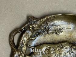 Antique Art déco Bronze, signed Berndorf Boar Hunting Scene