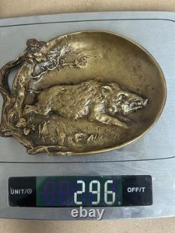 Antique Art déco Bronze, signed Berndorf Boar Hunting Scene