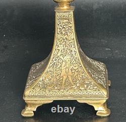 Antique Persan Art Islamique Art Deco Bronze Qalamzani Gravee Qajar 19e Siecle