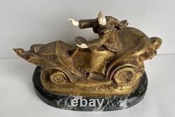 Art Deco 1903 statue bronze chryséléphantin SOMME automobilia Walkyrie mécanique