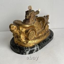 Art Deco 1903 statue bronze chryséléphantin SOMME automobilia Walkyrie mécanique