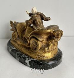 Art Deco 1903 statue bronze chryséléphantin SOMME automobilia Walkyrie mécanique