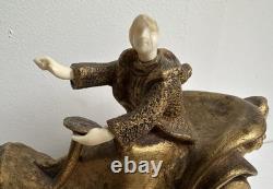 Art Deco 1903 statue bronze chryséléphantin SOMME automobilia Walkyrie mécanique