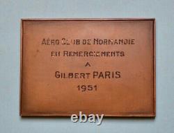 Art Deco Aero Club De Normandie Plaquette Bronze