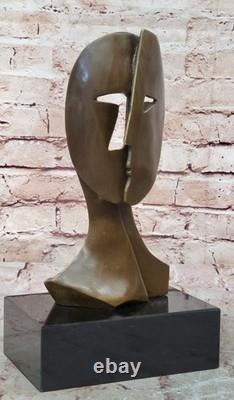 Art Déco Art Moderne Visages Par Picasso Bronze Sculpture Marbre Base Affaire