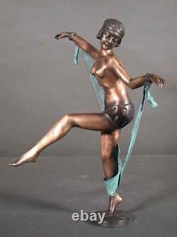 Art Déco Bronze Dame Écharpe Danseuse 1925 France Gratuit Navire