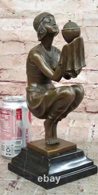 Art Déco Bronze Intemporel Par GEORGES DUVERNET Signature Ouvre Élégante