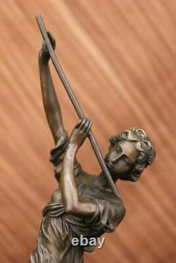 Art Déco Bronze Lady `Romain Dancer` Par Colinet Grand 45cm Sculpture Nr