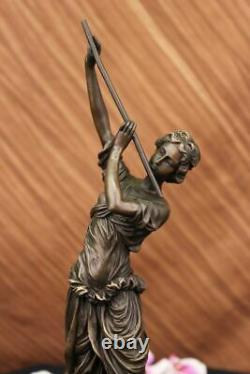 Art Déco Bronze Lady `Romain Dancer` Par Colinet Grand 45cm Sculpture Nr