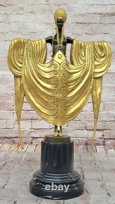 Art Déco Bronze Sculpture Doré Danseuse Inspiré Iconique Élégance par J. Erté