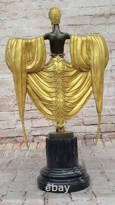 Art Déco Bronze Sculpture Doré Danseuse Inspiré Iconique Élégance par J. Erté
