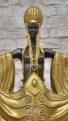 Art Déco Bronze Sculpture Doré Danseuse Inspiré Iconique Élégance par J. Erté