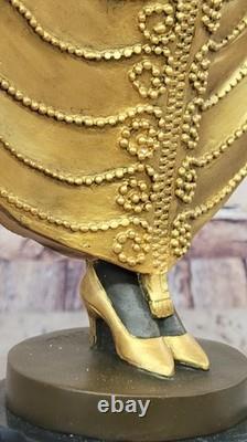 Art Déco Bronze Sculpture Doré Danseuse Inspiré Iconique Élégance par J. Erté