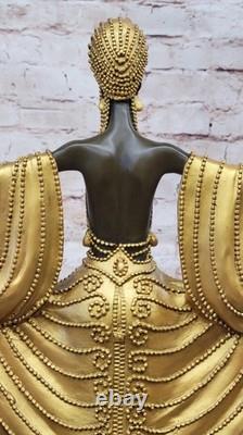 Art Déco Bronze Sculpture Doré Danseuse Inspiré Iconique Élégance par J. Erté