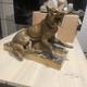Art Déco Bronze Spelter Dog Par Louis Garvin Signé & Monté Sur Marbre