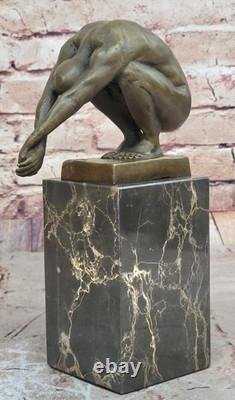 Art Déco Chair Mâle Plongeur Bronze Sculpture Marbre Socle Figurine Domestique