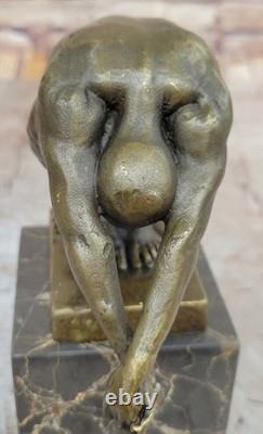 Art Déco Chair Mâle Plongeur Bronze Sculpture Marbre Socle Figurine Domestique