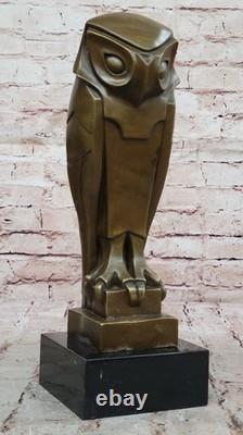 Art Déco Chouette Pure Vienne Bronze Statue sur Un Marbre Base Sculpture Solde