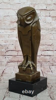 Art Déco Chouette Pure Vienne Bronze Statue sur Un Marbre Base Sculpture Solde