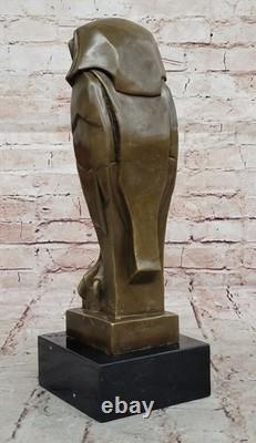 Art Déco Chouette Pure Vienne Bronze Statue sur Un Marbre Base Sculpture Solde