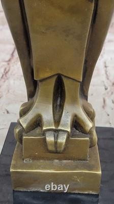 Art Déco Chouette Pure Vienne Bronze Statue sur Un Marbre Base Sculpture Solde