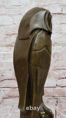 Art Déco Chouette Pure Vienne Bronze Statue sur Un Marbre Base Sculpture Solde