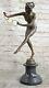 Art Déco Corinthien Danseuse Signée Chair Solide Bronze Statue Colinet Fonte