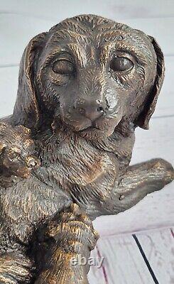 Art Déco Détaillé Labrador Retriever Chien Intérieur / Extérieur Bronze