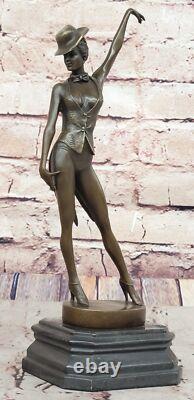 Art Déco Élégant Bronze Statue Vintage Jazz Broadway Drama Cinéma Danseuse Décor