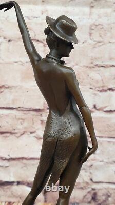 Art Déco Élégant Bronze Statue Vintage Jazz Broadway Drama Cinéma Danseuse Décor