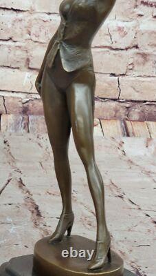 Art Déco Élégant Bronze Statue Vintage Jazz Broadway Drama Cinéma Danseuse Décor