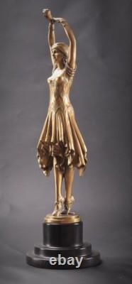 Art Déco Figure de Bronze Danseuse Femme Miss Kita