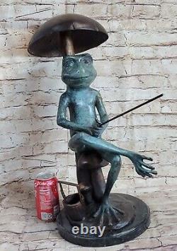 Art Déco Fonte Marron Et Vert Patine Bronze Frogman Sculpture Statue Figurine