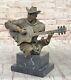 Art Déco Grand Dali Musique Musicien Guitare Lecteur Jazz Bronze Figurine Statue