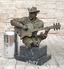 Art Déco Grand Dali Musique Musicien Guitare Lecteur Jazz Bronze Figurine Statue