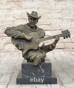 Art Déco Grand Dali Musique Musicien Guitare Lecteur Jazz Bronze Figurine Statue