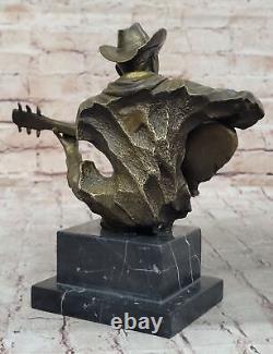 Art Déco Grand Dali Musique Musicien Guitare Lecteur Jazz Bronze Figurine Statue