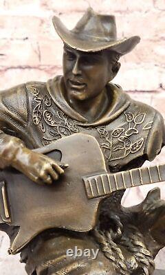 Art Déco Grand Dali Musique Musicien Guitare Lecteur Jazz Bronze Figurine Statue