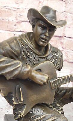 Art Déco Grand Dali Musique Musicien Guitare Lecteur Jazz Bronze Figurine Statue