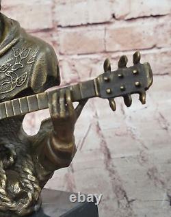 Art Déco Grand Dali Musique Musicien Guitare Lecteur Jazz Bronze Figurine Statue