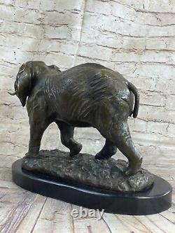 Art Déco Large Éléphants Éléphant Faune Africain Bronze Sculpture Marbre Décor