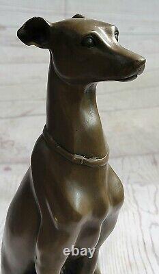 Art Déco Lévrier Chien Bronze Sculpture Musée Qualité Figurine Cadeau