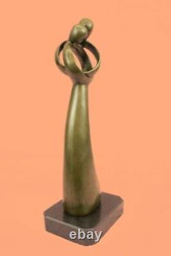 Art Déco Moderne Bronze Sculpture Statue Figurine Abstrait Couple Aimé Famille
