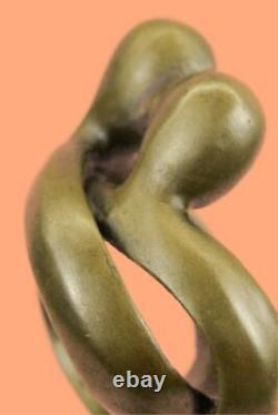 Art Déco Moderne Bronze Sculpture Statue Figurine Abstrait Couple Aimé Famille